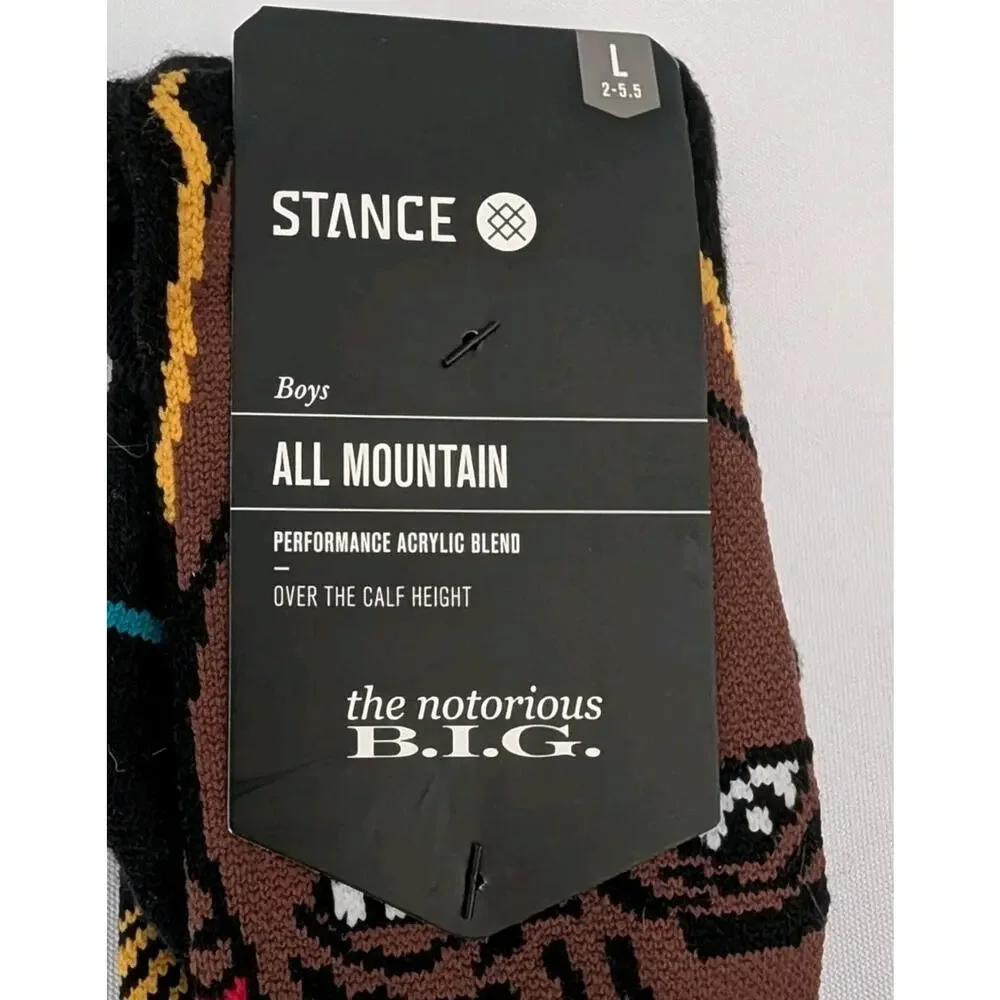 Stance Notorious Big Biggie Resurrected Crew Height Socks Boys Large 2 - 5.5 NWT